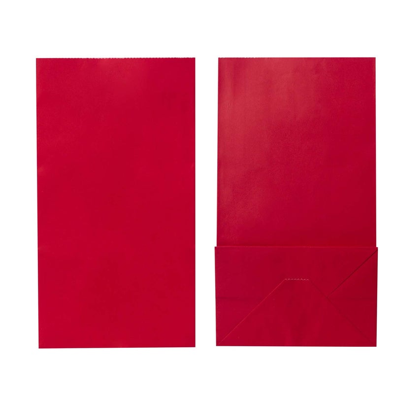 Partay Shenanigans Party Favor Bags - 50 Pack Kraft Paper Goodie Gift Lunch Treat Bags and Party Supplies for Theme Kids Birthday, July 4th, Christmas, CNY - 5"x3"x9" (Red) - Image 4
